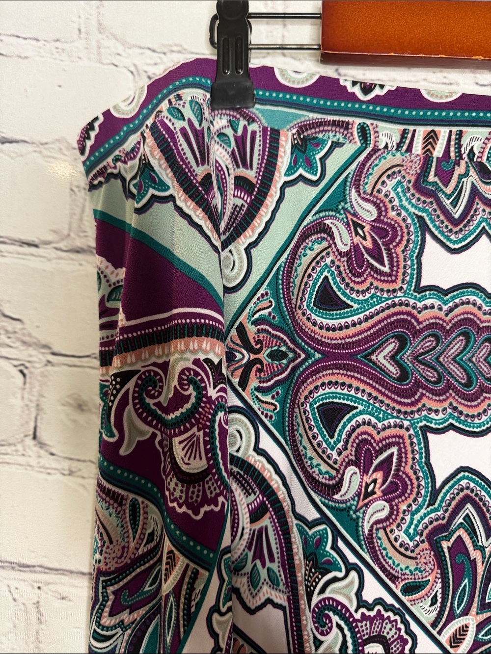 Chico’s Teal & Purple Paisley Maxi Skirt Size X-Large Excellent Condition - Picture 3 of 12